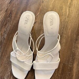 Zara Elegant White Heeled Sandals